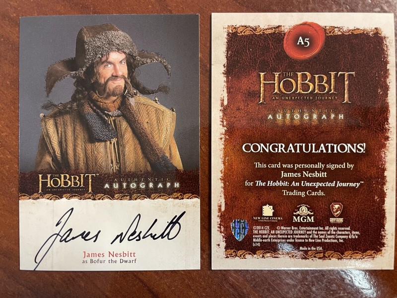 Hobbit Unexpected Journey : James Nesbitt as Bofur the Dwarf AUTO A5