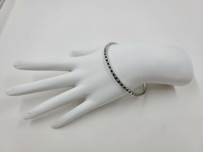 Inori Luminous White CZ & Montana CZ Stainless Steel Bangle