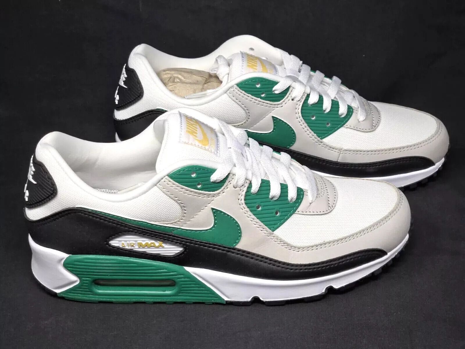 Nike Air Max 90 Mens Sizes Shoes White Green Black Gold Nike Air Max 90 Mens Sizes Shoes White Green Black Gold