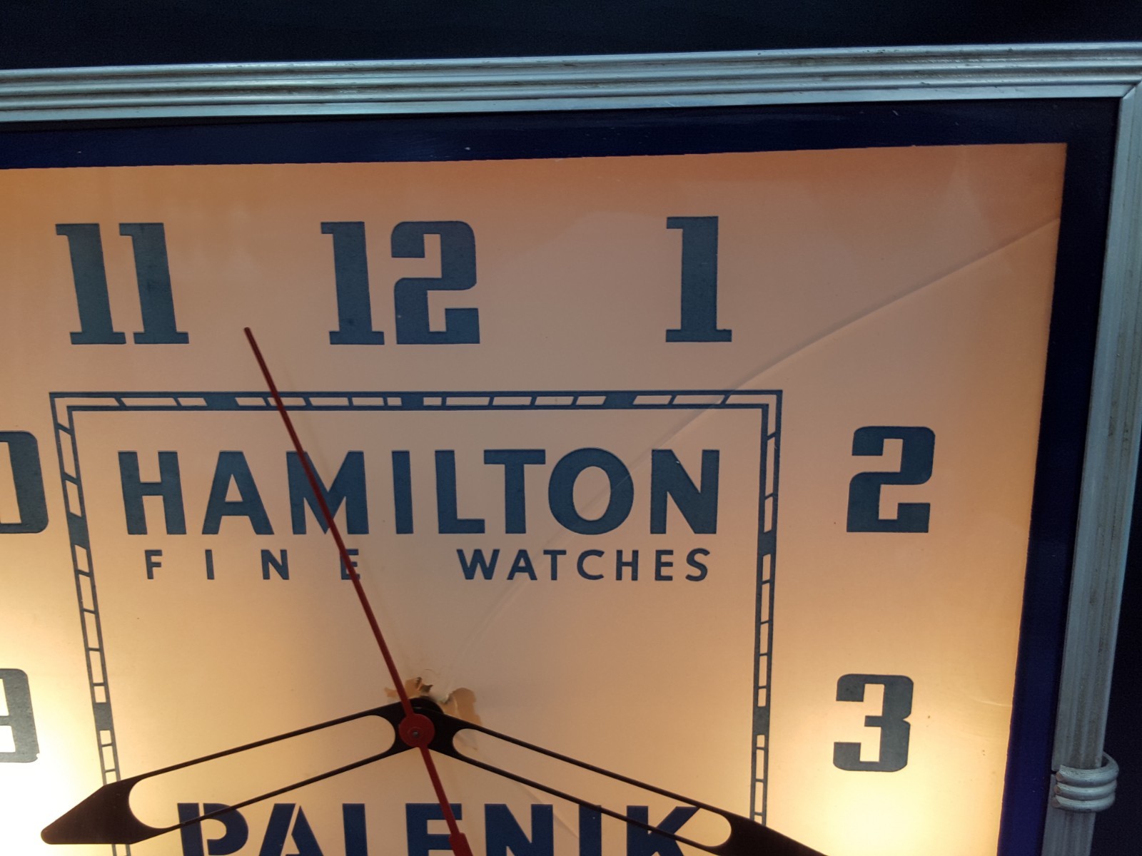 Vintage Hamilton Fine Watches Palenik Jewelers Square Electric Wall Clock