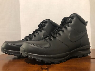 Nike Manoa Leather Boots Water Resistant Triple Black 454350-003 Men's sz 12 New