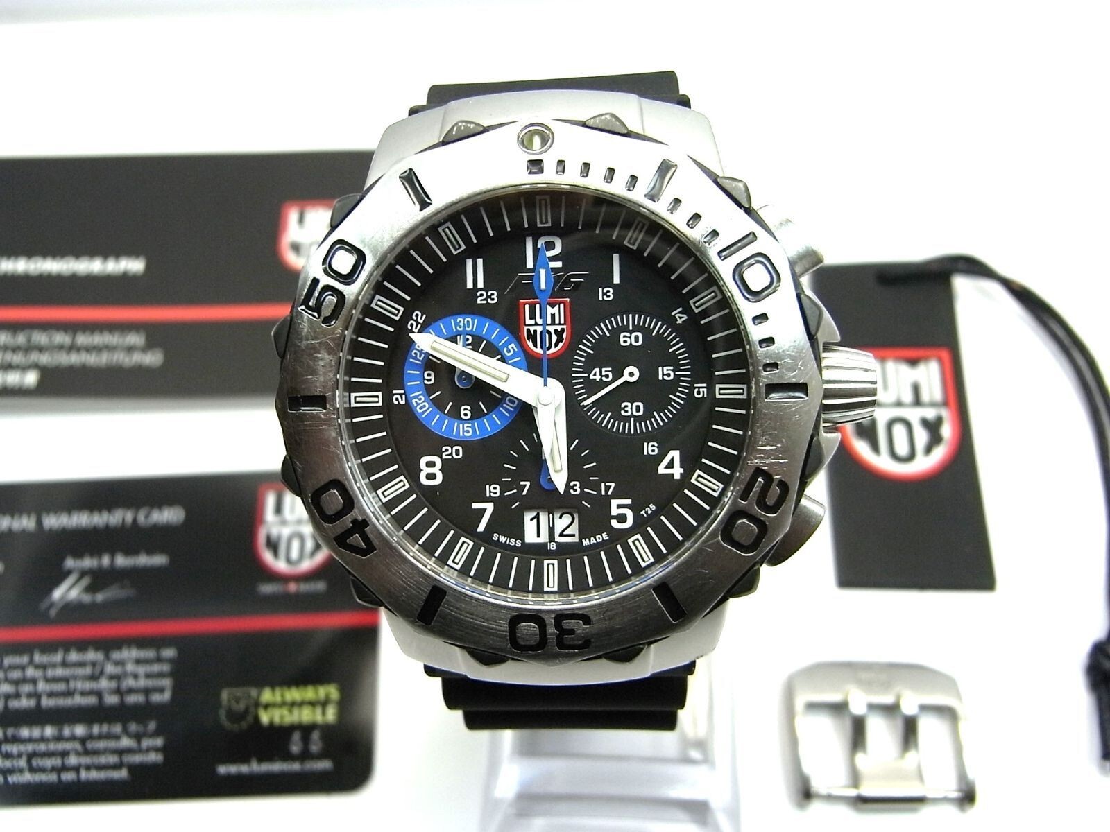 LUMINOX Fighting Falcon F-16 Quartz Watch Used Navy Silver LUMINOX Fighting Falcon F-16 Quartz Watch Used Navy Silver
