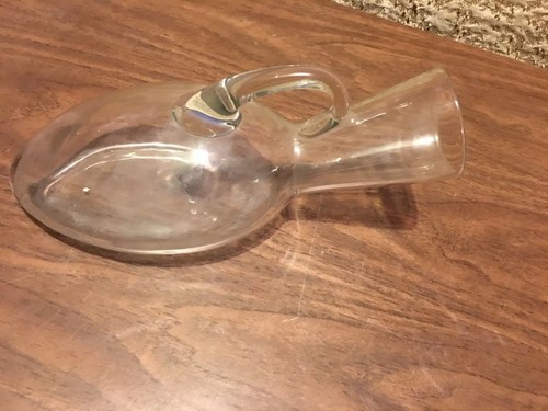 Vintage Clear Glass Female Hospital Urinal With Applied Handle 0-16 Ounce Scale