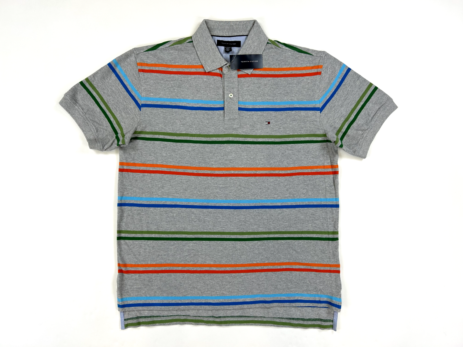 Мужской пуловер Tommy Hilfiger в радужную полоску с коротким рукавом Polo