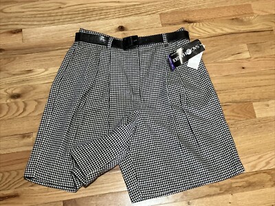 Sag Harbor Women's New Size 16 100% Pure Wool Black Plaid Pleated Shorts Lined