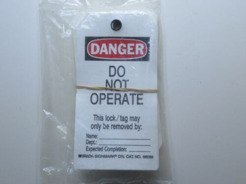 (NEW - Pk 25) BRADY SIGNMARK 66068 Danger Do Not Operate Lockout Tagout Tags 