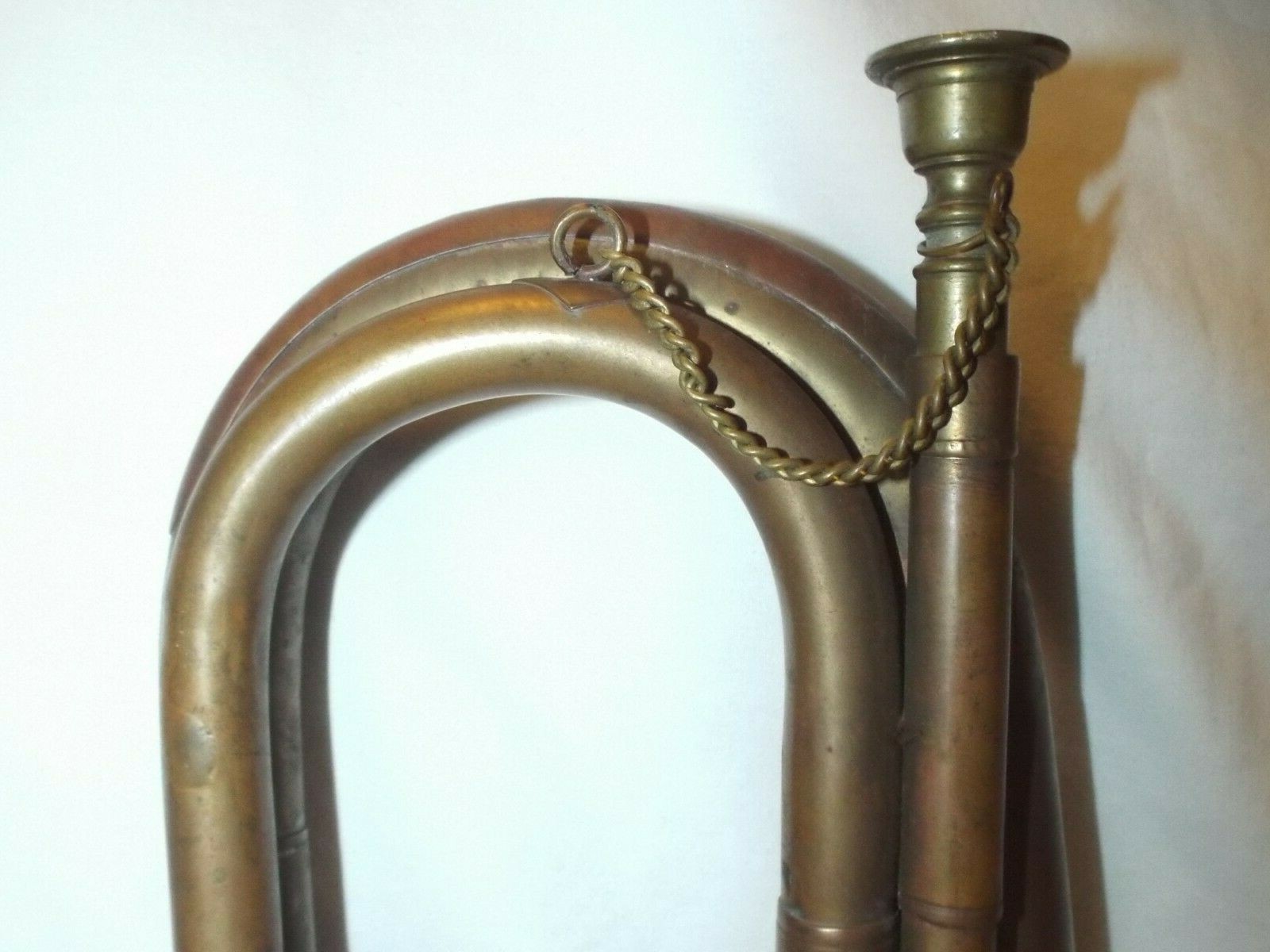 British Army Duty Brass and Copper Bugle with Secure Chain - Possible WWII Era