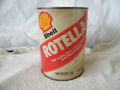 Vintage Shell ROTELLA Oil Can RARE RED STRIPE SAE30 HEAVY DUTY full quart NOS