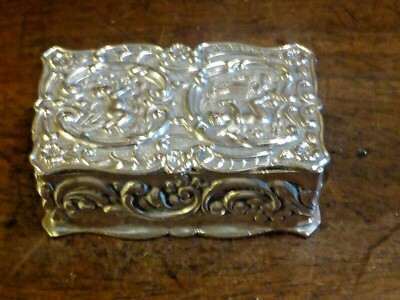Cupid Angel Display Treasure Chest with Lid 1960s Vintage Brass Glass Box
