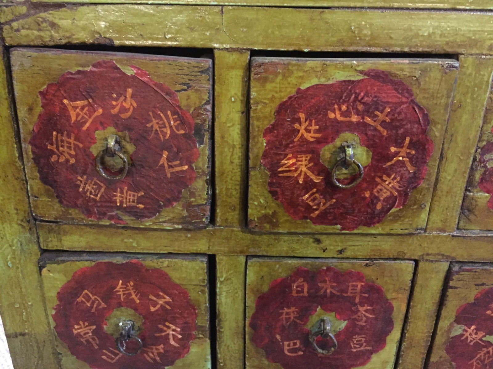 Antique Chinese Apothecary Herbal Cabinet Circa 1940s