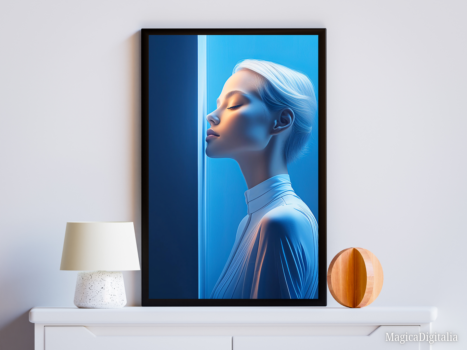 Woman Portrait, Minimalism, Digital AI Art, Wall, Poster Print, Instant Download