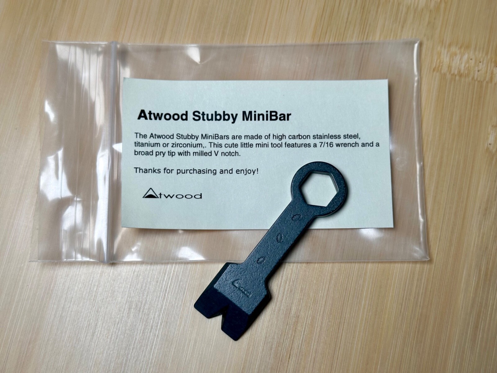 Peter Atwood Stubby MiniBar Zirconium Zr EDC Pry Bar
