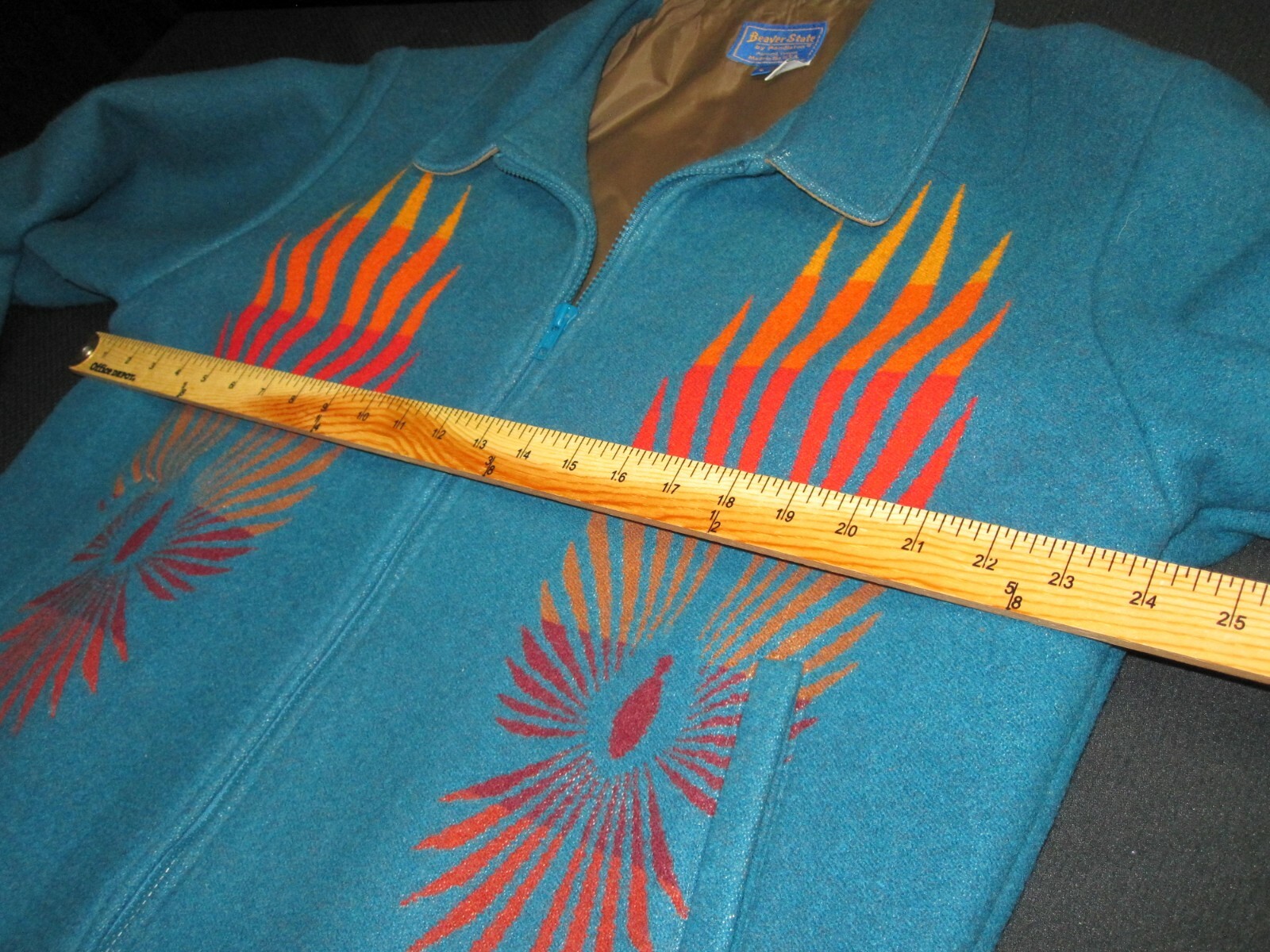 Pendleton Wool Beaver State Blue Turquoise Jacket Sz L - Made in USA ~ 5619