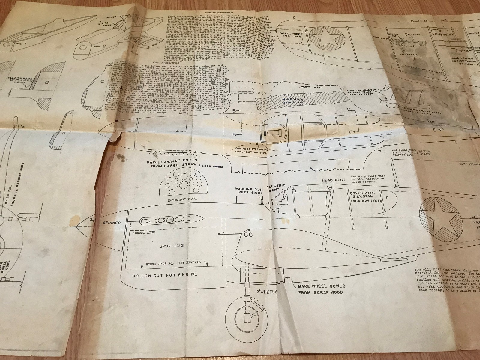 Vintage RC Model Plane Blueprints/Plans - CURTISS WRIGHT WARHAWK P-40F