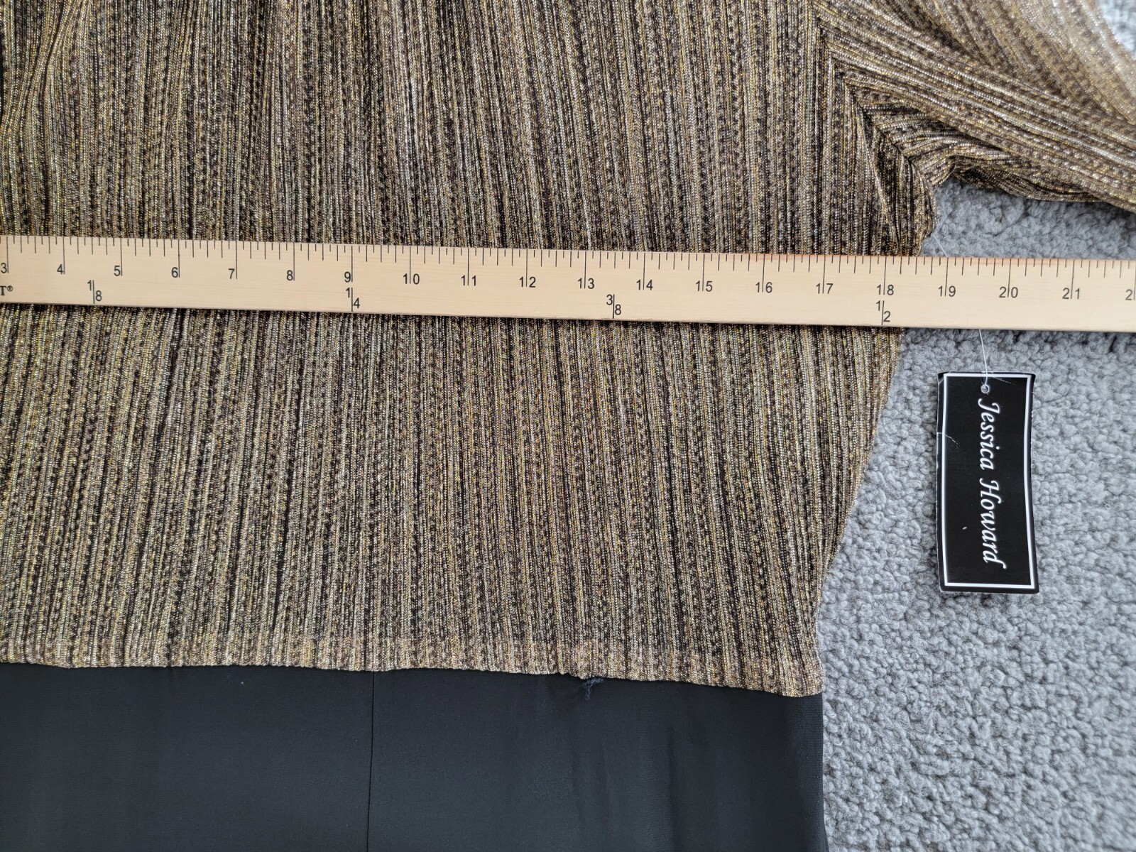 Jessica Howard Carlyle Metallic Mock Neck Jumpsuit Womens 12 Black/Gold Back Zip - Picture 6 of 19