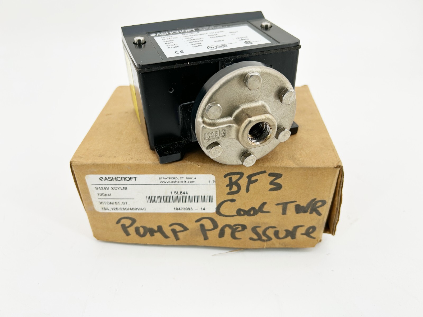 MMSC ♡ New Ashcroft B424V-XCYLM Pressure Switch 100PSI 15A 480VAC 1