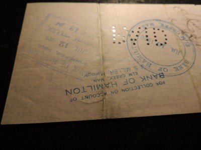 MERCHANT BANK OF CANADA LARGE CHEQUE CHECK OAKVILLE MANITOBA $25.00 1920 JULY 6