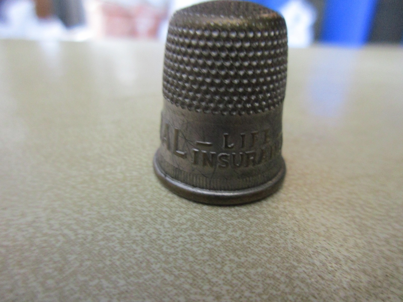 VINTAGE Thimble Lot of 1 tin Advertising THE PRUDENTIAL LIFE INSURANCE      4