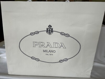 Prada Shopping Bag Large White Paper 22  X 18  X 6  With some spots
