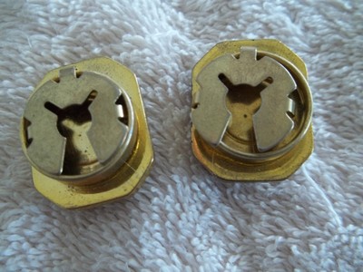 Vintage Button Covers, Lot of 2, Gold Tone Metal, Magenta Acrylic Stones
