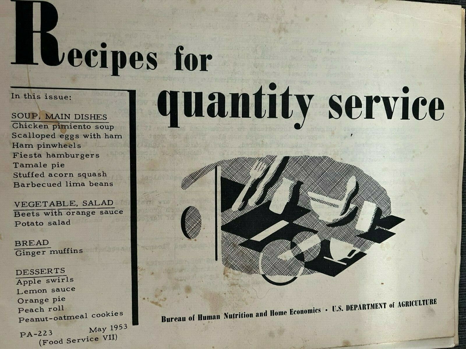 1953 Recipes for Quantity Service Bureau of Home Nutrition and...