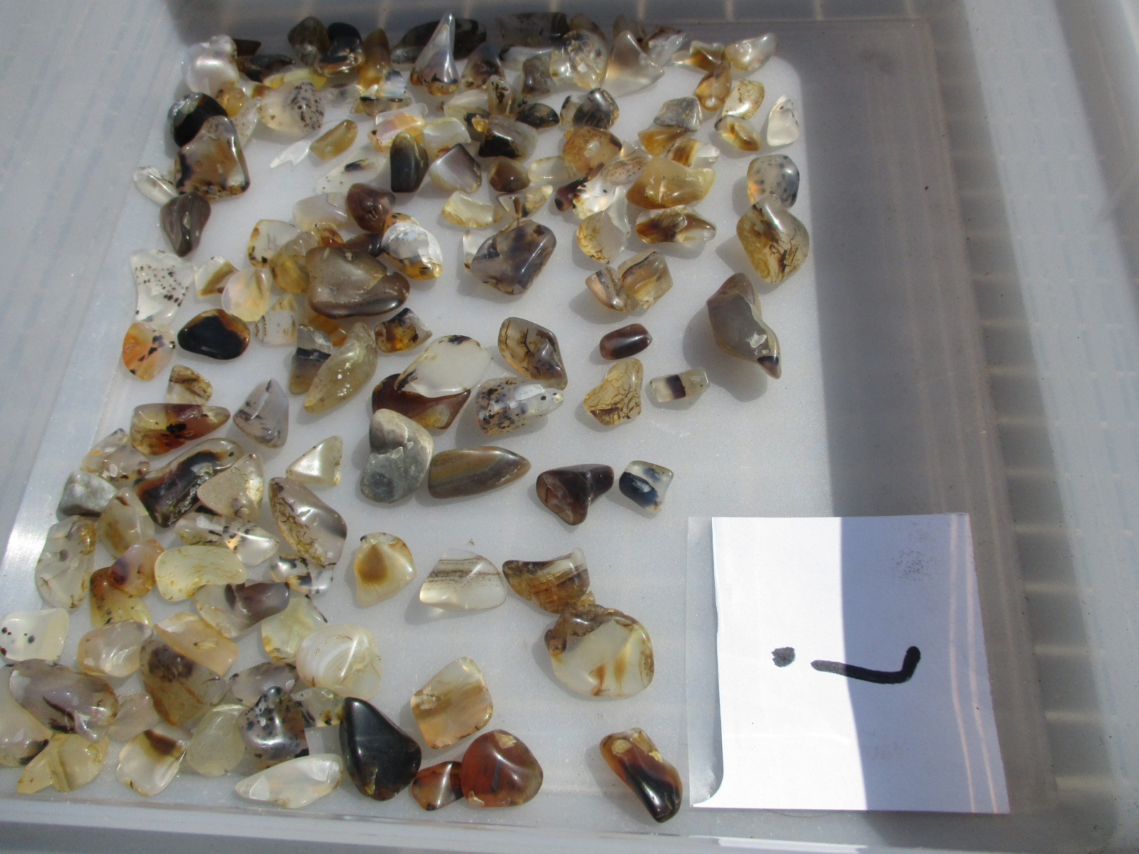 8 oz of polished semi precious stones mostly agate small 3/8 to 3/4 appx.  i