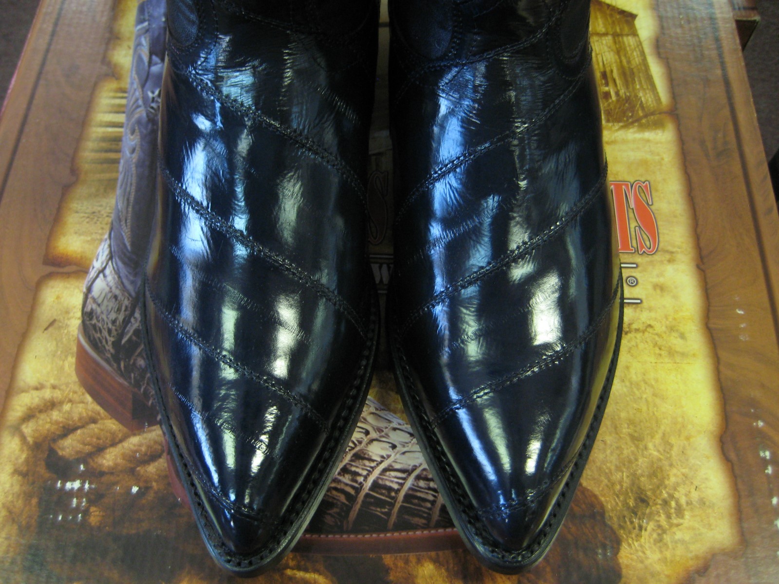 Pre-owned Los Altos Boots Los Altos Men Navy Blue Genuine Eel Western Cowboy Boot J-toe (d) 090810