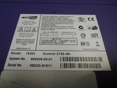 Extreme Networks Summit X150-48T 15203 48-Ports Stackable Managed Switch
