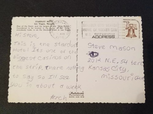 Nevada NV postcard Gambling / Casino Las Vegas, Stardust Hotel 70's