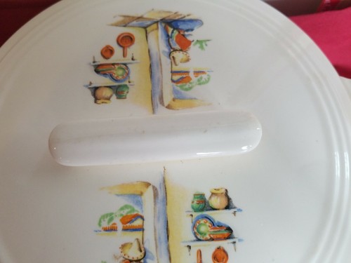 Knowles utility ware  Casserole Sleeping Mexican Tijuana Vintage RARE 1939