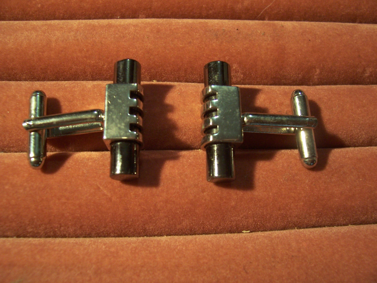 MENS VINTAGE STAFFORD HEMATITE FASHION SILVERTONE CUFFLINKS