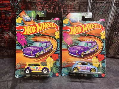 2024 Hot Wheels Spring Racing Series Mini Cooper S Challenge and Fiat 500