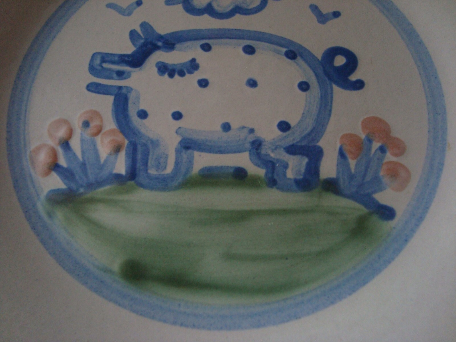 M.A. Hadley Pottery Pig lunch plate 9'' Signed EUC Display Only
