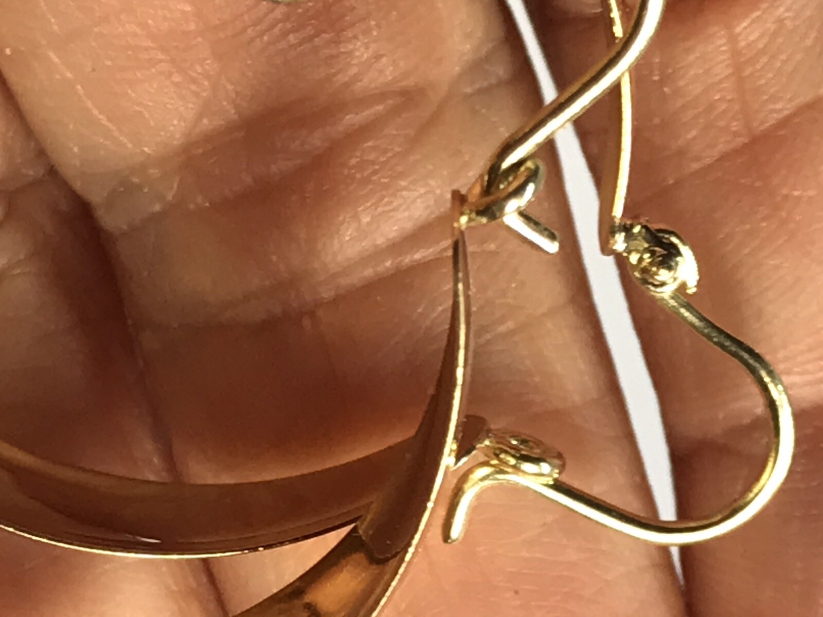 Pre-owned Handmade Gold Hoop Earring Heart 14k Solid Yellow White Rose Wide Thick 1.70" 43x33mm