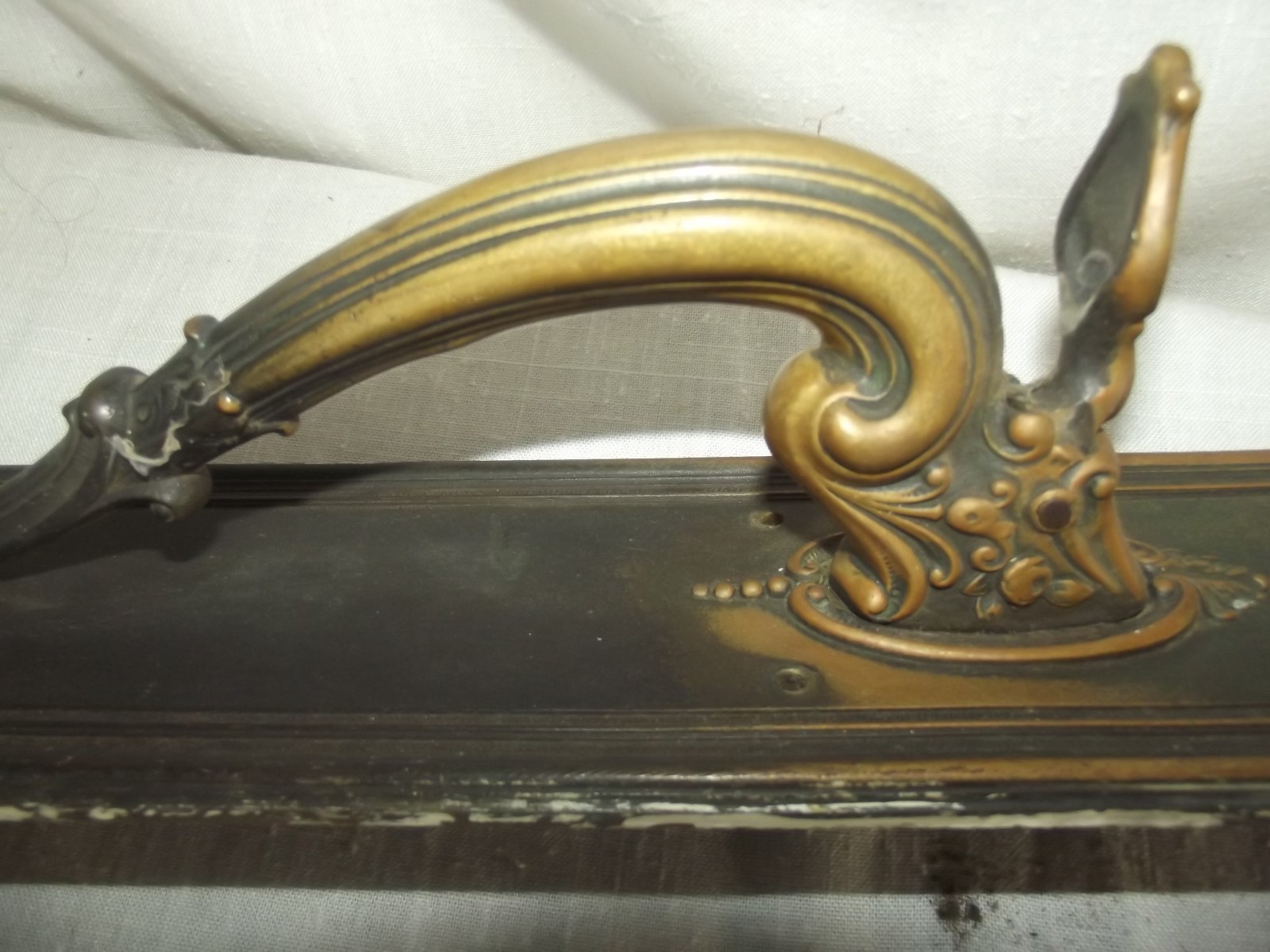 Pair Antique Double Door Pull Handle  Brass Store Restaurant Theater Vtg 21