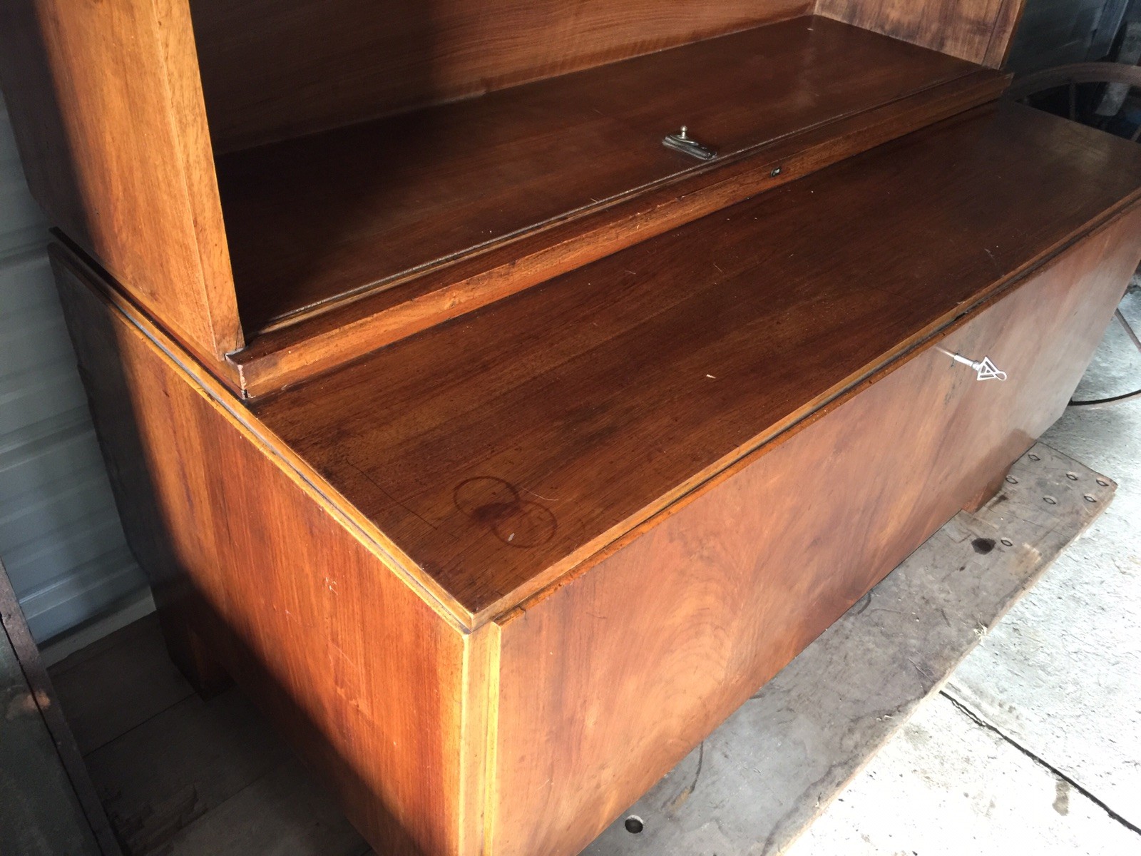 Vtg 4pc Stacking Walnut Cabinet Bookcase Antique Wood Cupboard Library Hutch Key