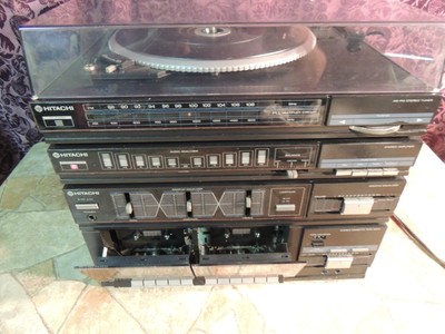 Vintage Hitachi Stereo Receiver w/Dual Cassette Deck & Equalizer,Record Player