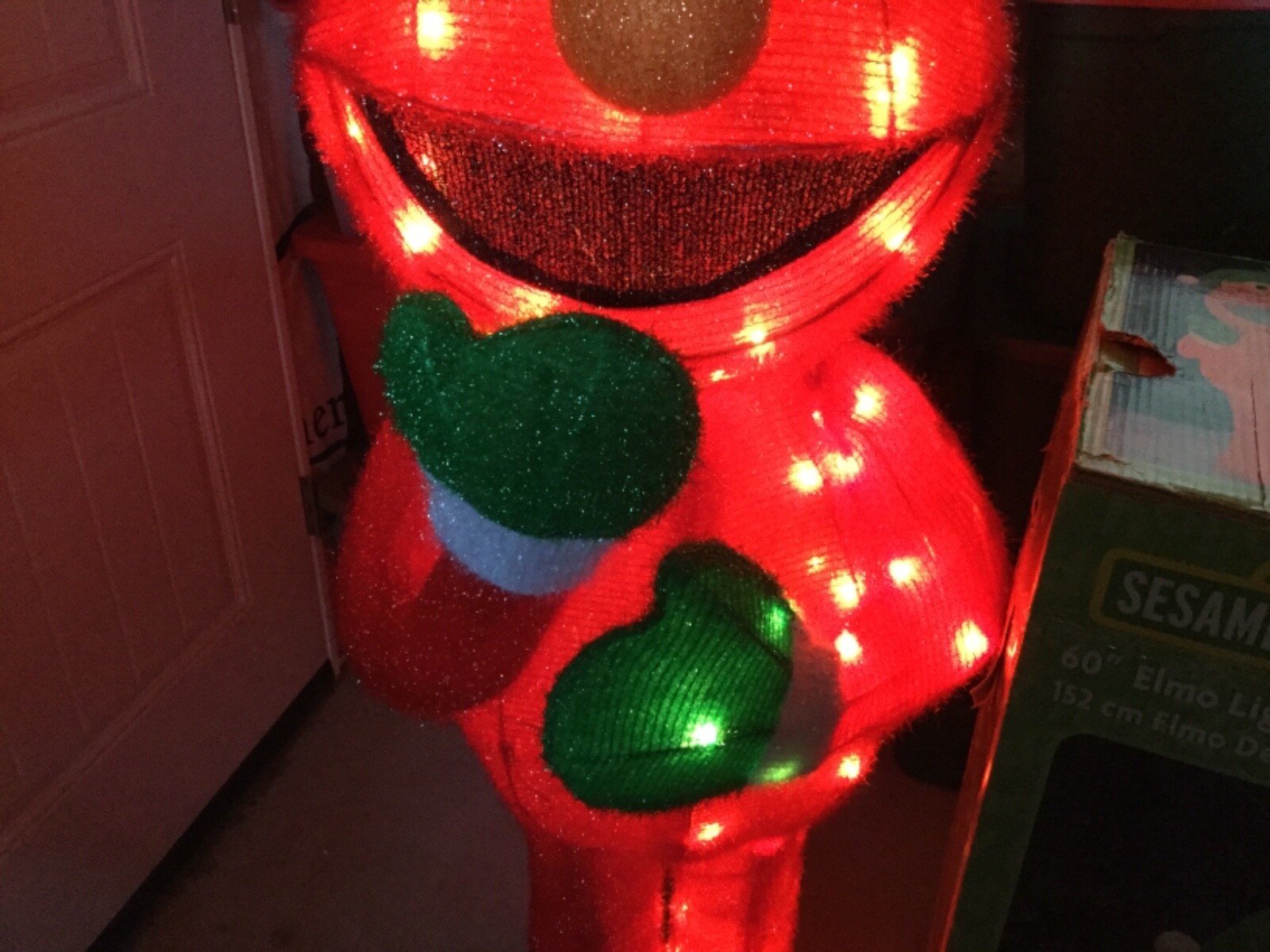 VINTAGE 60” HIGH ELMO LIGHTED SCULPTURE,SOFT TINSEL SCULPTURE,OUTDOOR,INDOOR