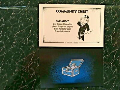 Monopoly CHEATERS EDITION Tax Audit COMMUNITY CHEST CARD 2017 
