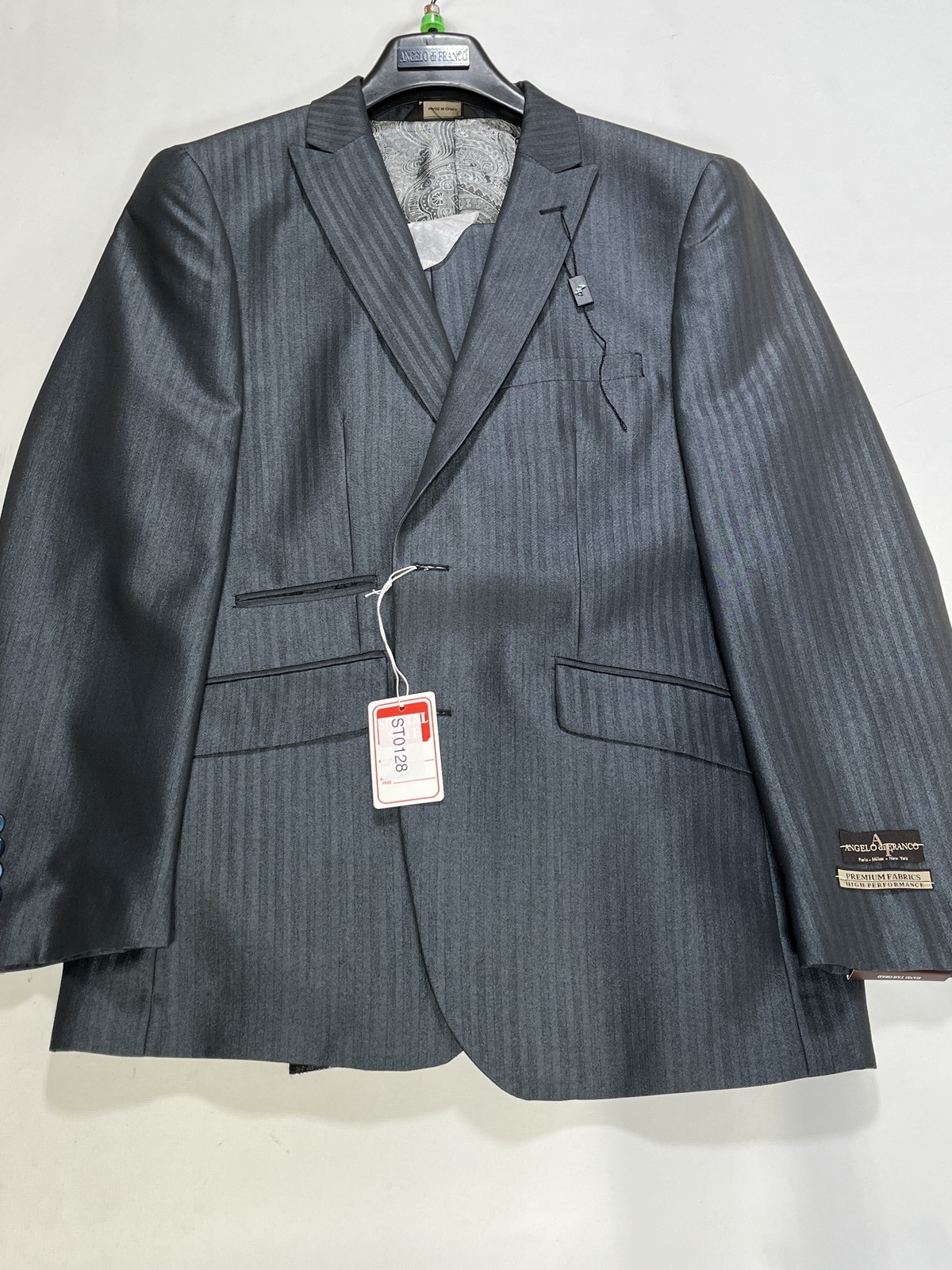 Mens Angelo di Franco Navy Hand Tailored Slim Fit Suit 40S NEW