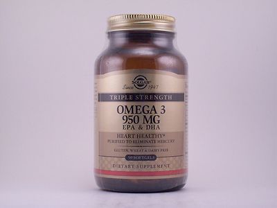 Solgar Triple Strength Omega-3 Supplement 950 mg 50 Softgels