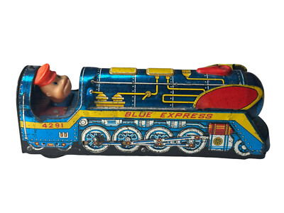 Vintage 4291 Blue Express Tin Toy Train Made in Japan
