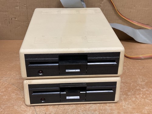 AkhtEr Twin 5 1/4 Inch Floppy Disc Drive Vintage Computer Storage Unit