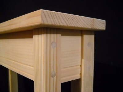 Unfinished 36'' EXTRA NARROW Beveled Edge Console, Sofa, Pine Table w/Shelf
