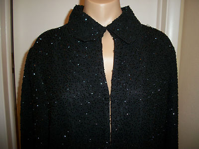 J LAXMI CARDIGAN BLAZER SZ 2X GLASS BEADED JACKET WEDDING MOTHER OF BRIDE GROOM