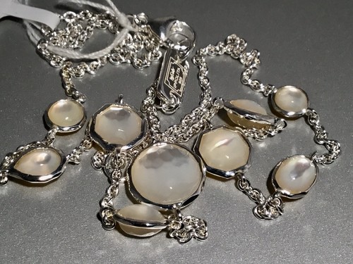 Pre-owned Rock Candy Ippolita Sterling Silver  Mop Station Necklace In White