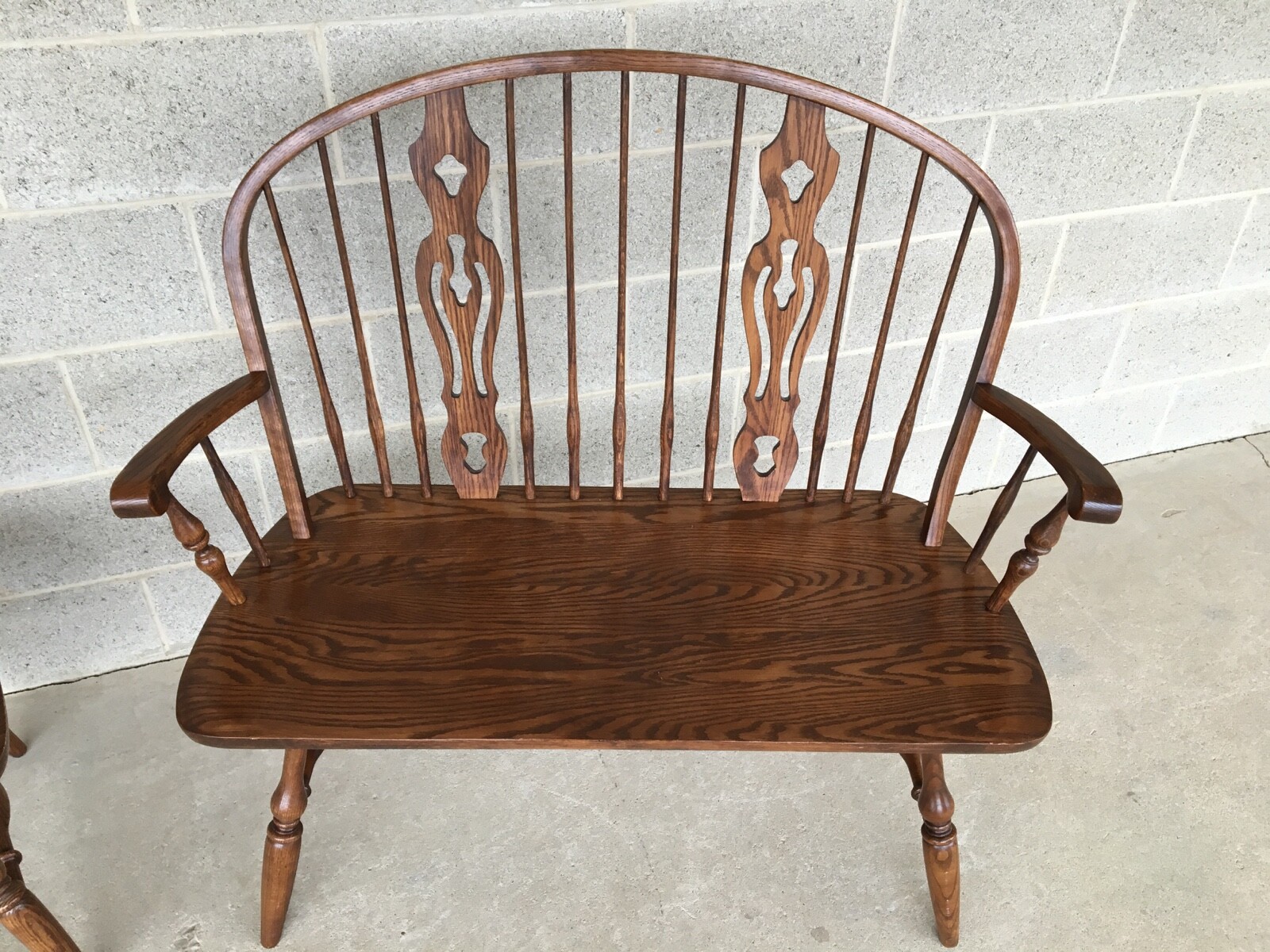 DINAIRE FURNITURE COLONIAL SOLID OAK DEACONS BENCHES - A PAIR