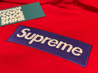 2017 FW17 SUPREME BOX LOGO HOODED SWEATSHIRT RED PURPLE