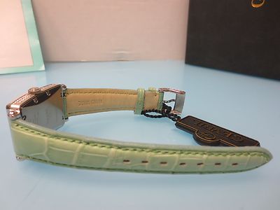Pre-owned Gevril Women's 7246nv Avenue Of Americas Mini Quartz Diamond Green Leather Watch