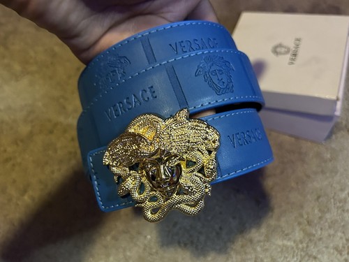 blue versace belt